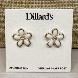 Sensitive Skin Daisy Off White Sterling Silver Post Earrings Dillards
